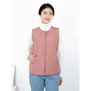 [모슬린]엄마옷 라운드 누빔 경량 패딩조끼 MQG123751 마담 미시 중년여성 빅사이즈 할머니옷 50대 60대