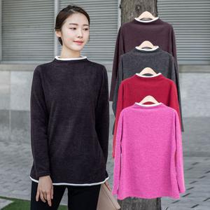 [모슬린]엄마옷 울 반폴라 티셔츠  MQG124881 마담 미시 중년여성 빅사이즈 할머니옷 50대 60대 70대