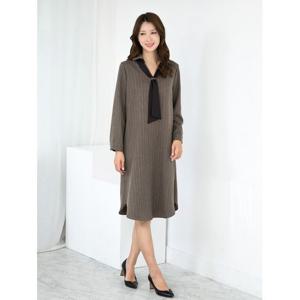 [모슬린]엄마옷 정장 타이카라 줄지원피스 MQG124532 마담 미시 중년여성 빅사이즈 할머니옷 50대 60대