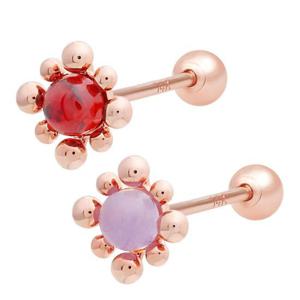 [에이치플러스몰]14K 금침 컬러 스톤 볼 로즈골드 피어싱