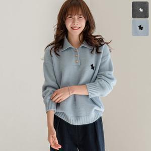 키첼 [따숨니트] 더벤 자수 카라 니트