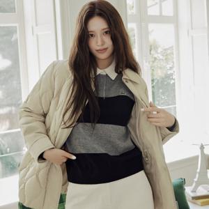 라코스테 공식 여성 물결 퀼팅 코듀로이 카라 중힙 다운 BF535E-55N 02S