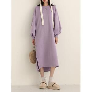 [시크루즈]화양 기모 트임 퍼프 롱 원피스_BDOP174