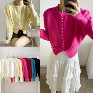 [시드마켓]화이트버튼퍼프가디건 511V637S 빅사이즈 여성의류