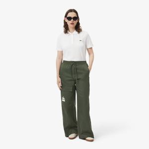 라코스테 공식 여성 사이드 플랩 와이드핏 코튼 팬츠 HF2452-55G HCF