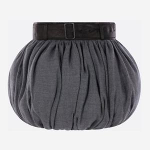 요지야마모토 그레이 울 벌룬 미니 스커트 FLS08148 LIGHTGREY