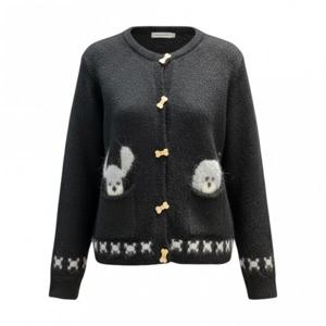 [페이지플린]라운드넥 포켓 강아지 자수 긴팔 가디건 F5DCA510