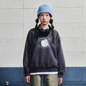 [에꼴리에]여아용 캣 프린팅 양기모 맨투맨티 24D1456 CH_JJ