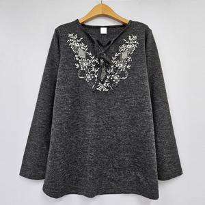 [나야홍]빅사이즈 511 스웨패턴꽃나염긴팔티 DMNT480