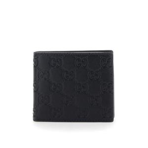 GUCCI 가죽 남성의 엠보싱 GG 모티브가 새겨진 엠블렘 블랙 BI 폴드 지갑 850175AAFDV1000