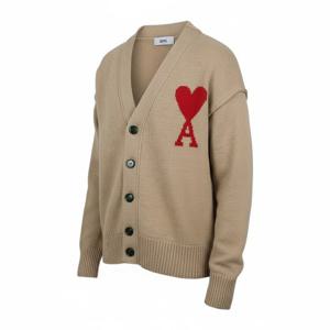 아미 빅하트 로고 브이넥 울 가디건  UKC006 018 289