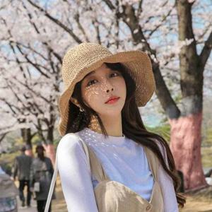 밀짚 플로피 와이어햇/버킷햇 챙넓은 여름 여자 모자