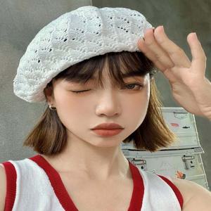 여성 봄 여름 니트 펀칭 짜임 베레모 여자 니트베레모