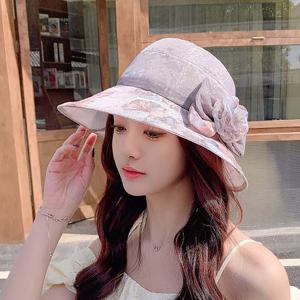 여성 바닷가 휴양지 나들이 패션 모자 오간자 버킷햇