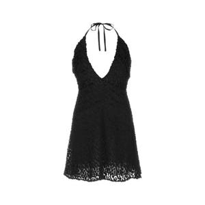 SAINT LAURENT 블랙 크레이프 미니 드레스 708354Y5F69 1000