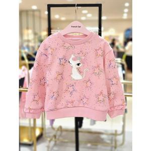 [프렌치캣 9D] 핑크 별나염 맨투맨 (Q45DAT190S)