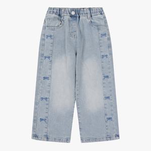 [로엠걸즈(아동)]기모 사이드 리본 자수 와이드데님 RGTJ25T5P