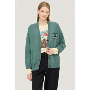 [베네통]등판 패치 자수 브이넥 니트 가디건 (BAKC03511)