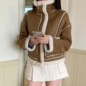 [올리비에스클로젯] 양털 스웨이드 무스탕 집업자켓_O2512MU001D