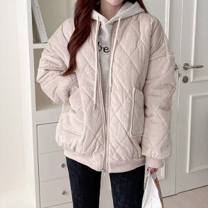 [올리비에스클로젯] 코듀로이 다이아 패딩 점퍼_O2210JP602D