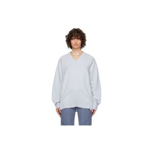 아크네 브이넥 블루 브이넥 스웨터 231129F100011