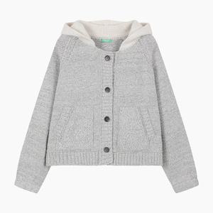 [베네통]백 레터링 배색 후드 니트 가디건 (BAKC08511)