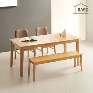 라로퍼니처 포트 1700 고무나무 원목 6인 식탁 세트 (식탁+의자2+벤치1)