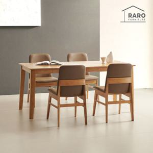 라로퍼니처 포트 1700 고무나무 원목 6인 식탁 세트 (식탁+의자4)