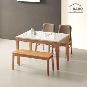라로퍼니처 포트 1200 천연 대리석 4인 원목 식탁 세트 (식탁+의자2+원목벤치1)