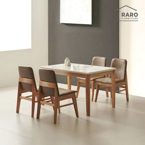 라로퍼니처 포트 1200 천연 대리석 4인 원목 식탁 세트 (식탁+의자4)