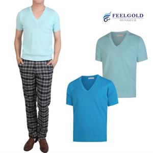 [필골드]브이넥 스퀘어 반팔 니트 티셔츠 FSG102