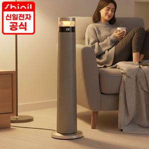 P 신일 저소음 절전형 PTC 타워형 온풍기 전기히터 / 무드등 스탠드형 난방 사무실용 가정용