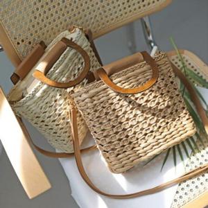 [캣츠원피스][캣츠원피스]왕골 크로스 라탄토트백 밀짚가방