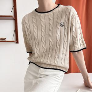 샵앤) 여성 루빈R 레터링 반팔 니트 티 21DS-WKN-3768-핑크