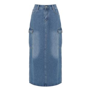 [에이비에프지]옆 포켓 포인트 백트임 H라인 롱 데님 스커트 APY4QS34J