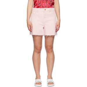 25 FW 가니 여성 핑크 프린지 데님 쇼츠 242144F088004