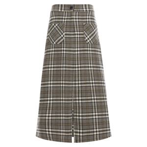 샵앤) 체크 밴딩 앞트임 A라인 롱 스커트 STJ-WSK-20093-베이지