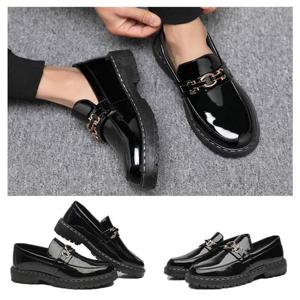 남성 유광 로퍼 버클 스티치 애나멜 캐주얼 단화