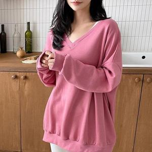 빅사이즈 412 오버딥브이넥롱맨투맨 DILE893