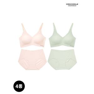 [크로커다일 이너웨어]쿨 인견 몰드부착 스트랩 브라+팬티 4종