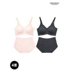 [크로커다일 이너웨어]쿨 인견 몰드부착 스트랩 브라+팬티 4종