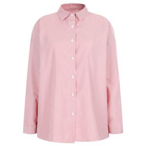 샵앤) 여성 카라넥 잔줄 스트라이프 루즈핏 남방 셔츠 NTT-WBL-20295-레드