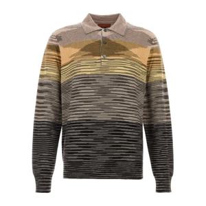 미쏘니 자수 울 스트라이프 폴로 셔츠 US24W208BK015U S10AV