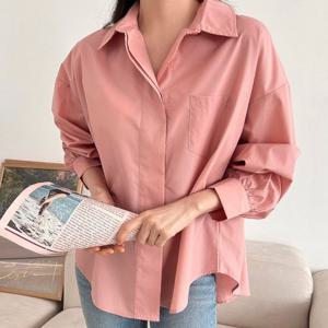 샵앤) 여성 카라넥 루즈핏 정장 오피스룩 면 남방 셔츠 CAT-WBL-4165-아이보리