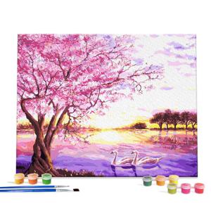 아이러브페인팅 DIY캔버스형 그림그리기 40x50cm 석양의백조한쌍