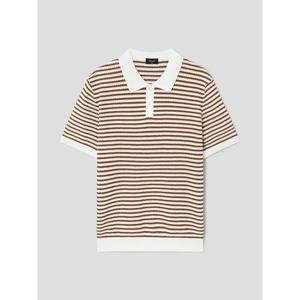 [갤럭시 라이프스타일] 핀스트라이프 반팔 폴로 스웨터  옐로이시 브라운 (GC5351M03B)