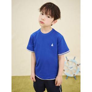 [빈폴키즈] 스트라이프 & 솔리드 티셔츠와 반바지 3PCS 상하 세트 블루 (BI5442U01P)