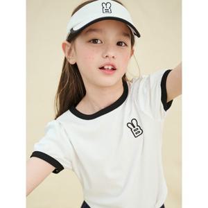 [빈폴키즈] 여아 폴리 골지 링거 반팔 티셔츠 아이보리 (BI5442G040)