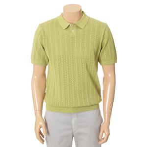 바쏘 SS  올리브 그린 메쉬 면 혼방 반팔 카라니트BSY2WT28AOV