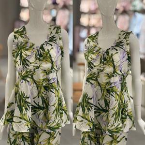 [비너스]브라착용없이 입는 바캉스 리조트룩 그린 하와이안 홈웨어 상의단품(VEV3923F)